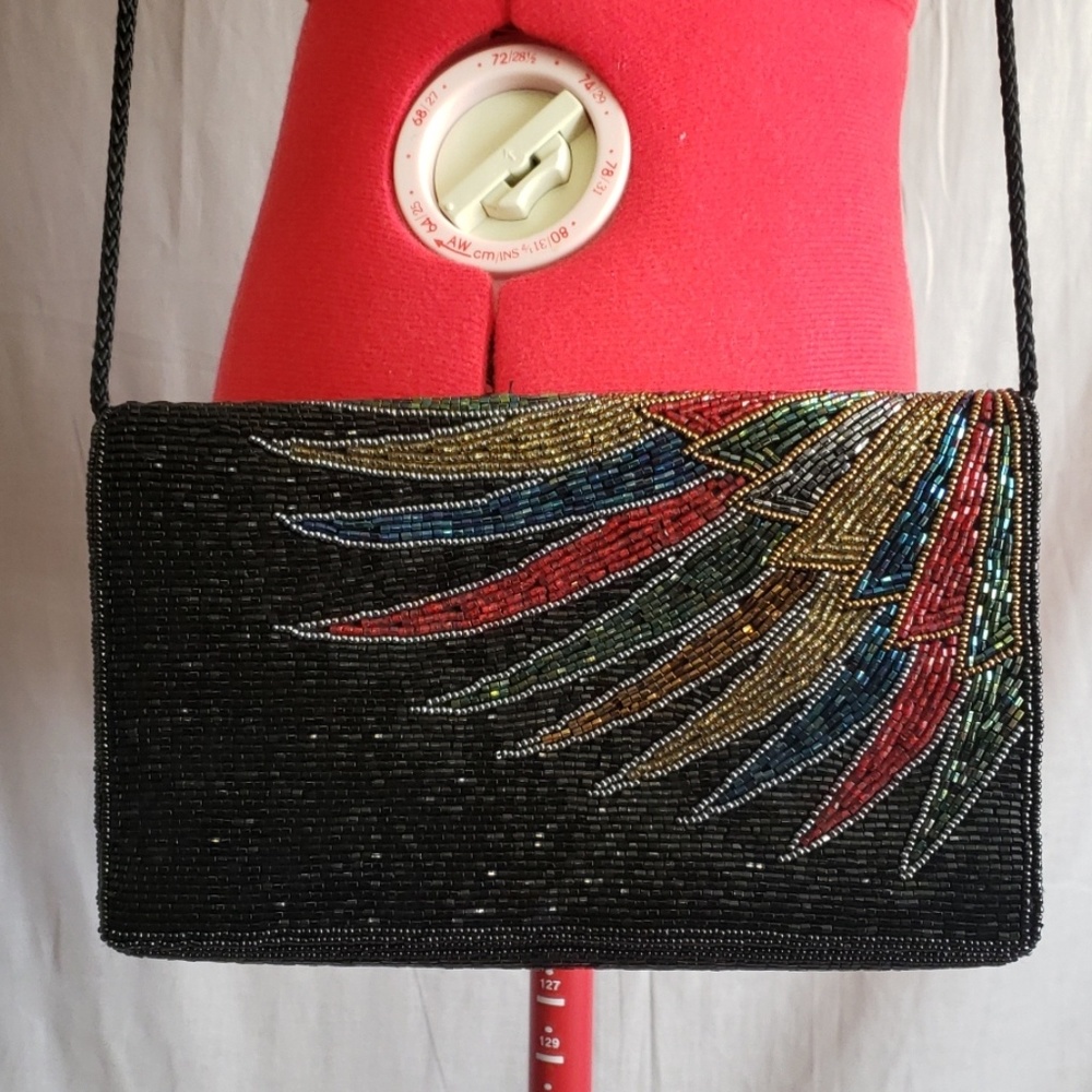 ADG Shoulder Clutch Bag Beads Small 8.5x5.5